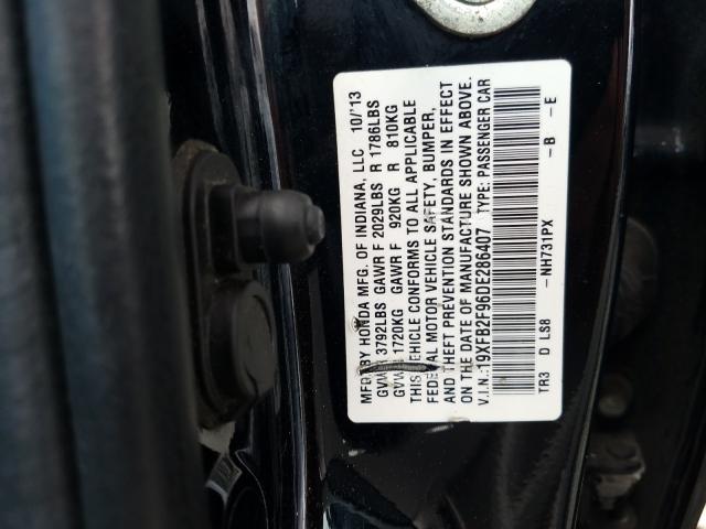 Photo 9 VIN: 19XFB2F96DE286407 - HONDA CIVIC EXL 