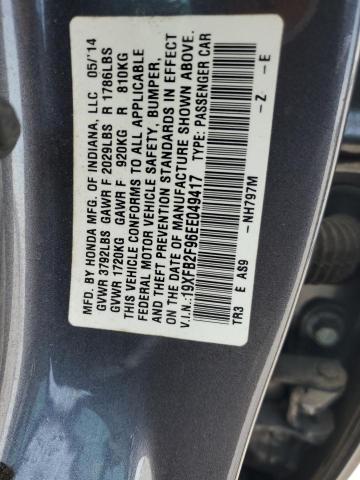 Photo 12 VIN: 19XFB2F96EE049417 - HONDA CIVIC 