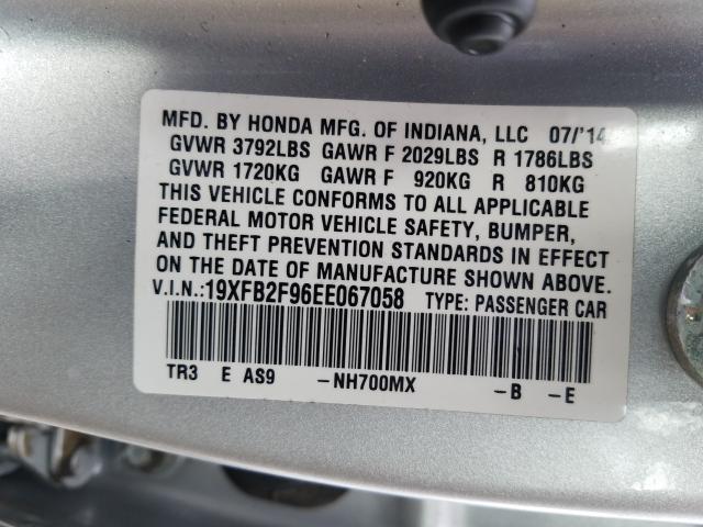 Photo 9 VIN: 19XFB2F96EE067058 - HONDA CIVIC EXL 