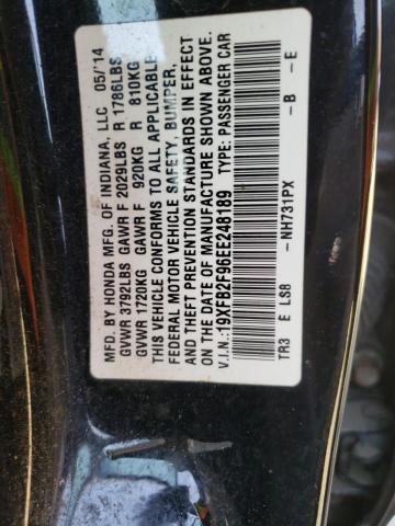 Photo 11 VIN: 19XFB2F96EE248189 - HONDA CIVIC 