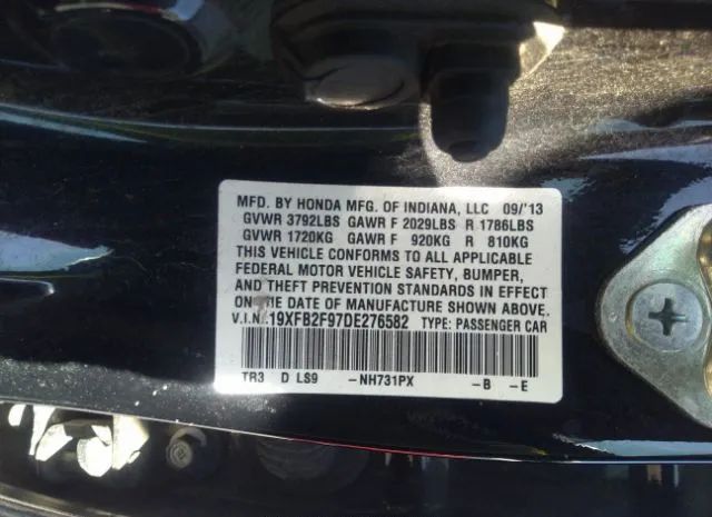 Photo 8 VIN: 19XFB2F97DE276582 - HONDA CIVIC SDN 