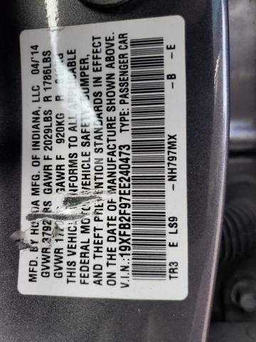 Photo 11 VIN: 19XFB2F97EE240473 - HONDA CIVIC EXL 