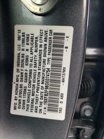 Photo 11 VIN: 19XFB2F98DE074754 - HONDA CIVIC EXL 