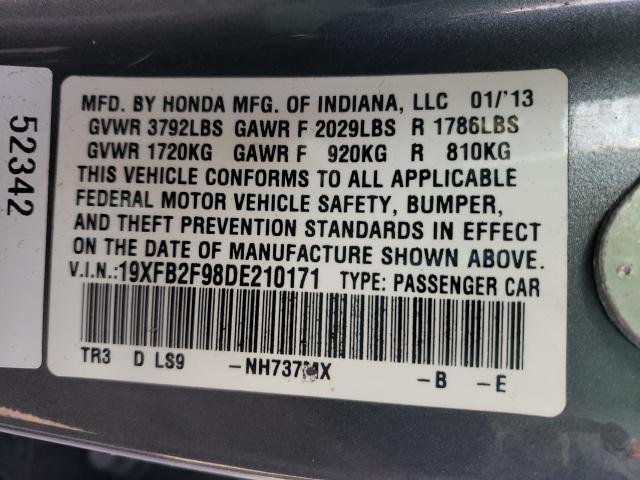 Photo 9 VIN: 19XFB2F98DE210171 - HONDA CIVIC EXL 