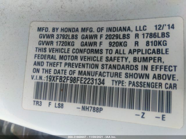 Photo 8 VIN: 19XFB2F98FE223134 - HONDA CIVIC SEDAN 