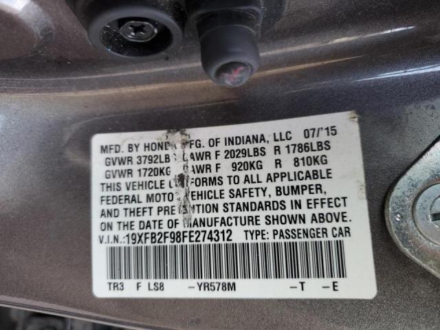 Photo 12 VIN: 19XFB2F98FE274312 - HONDA CIVIC EXL 