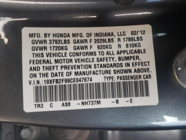 Photo 11 VIN: 19XFB2F99CE047674 - HONDA CIVIC 