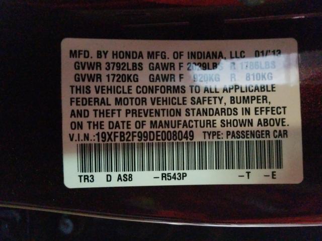 Photo 9 VIN: 19XFB2F99DE008049 - HONDA CIVIC EXL 