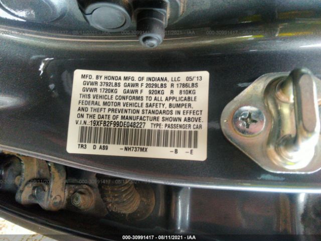 Photo 8 VIN: 19XFB2F99DE048227 - HONDA CIVIC SDN 