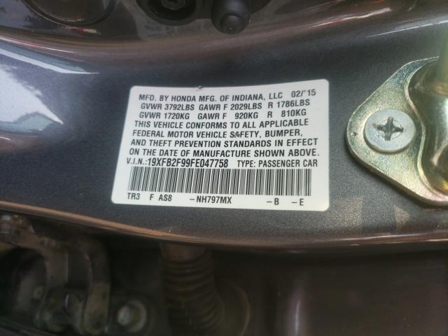 Photo 9 VIN: 19XFB2F99FE047758 - HONDA CIVIC EXL 