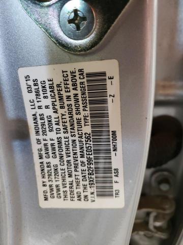 Photo 11 VIN: 19XFB2F99FE057562 - HONDA CIVIC EXL 