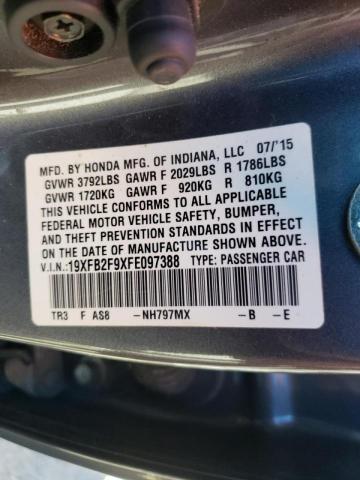 Photo 9 VIN: 19XFB2F9XFE097388 - HONDA CIVIC EXL 