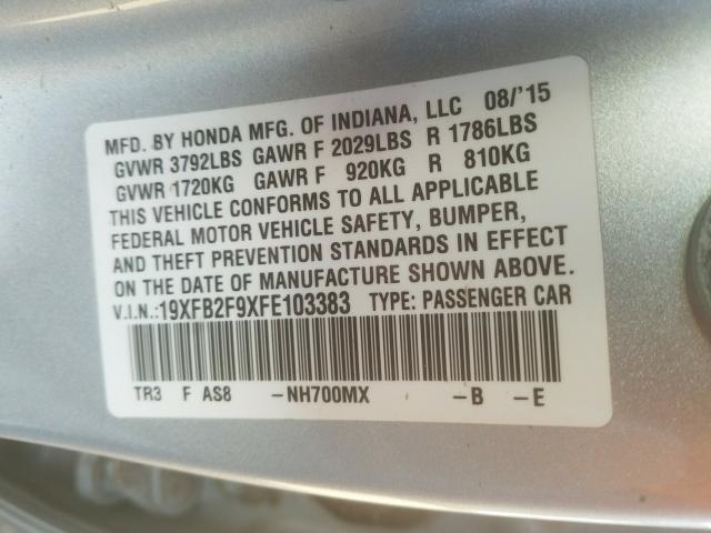 Photo 9 VIN: 19XFB2F9XFE103383 - HONDA CIVIC EXL 