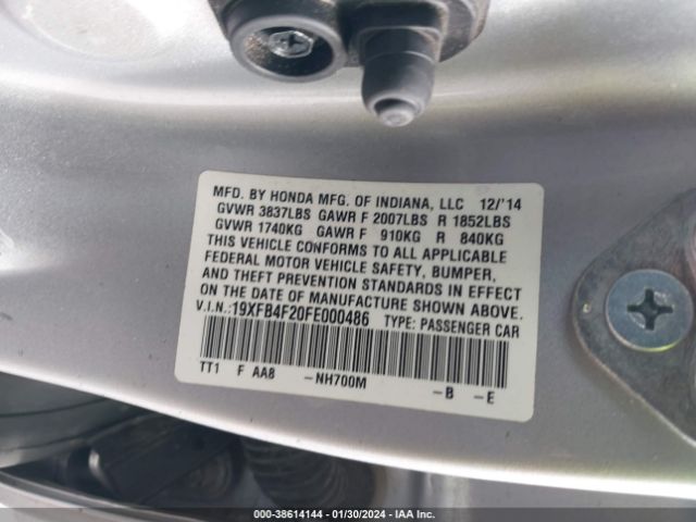 Photo 8 VIN: 19XFB4F20FE000486 - HONDA CIVIC HYBRID 