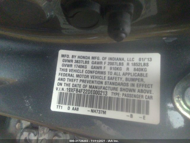 Photo 8 VIN: 19XFB4F22DE000213 - HONDA CIVIC HYBRID 