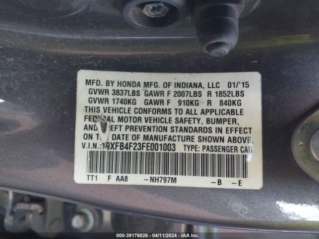 Photo 8 VIN: 19XFB4F23FE001003 - HONDA CIVIC HYBRID 