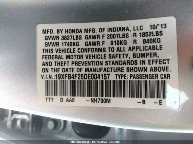 Photo 8 VIN: 19XFB4F25DE004157 - HONDA CIVIC HYBRID 