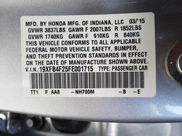 Photo 9 VIN: 19XFB4F25FE001715 - HONDA CIVIC HYBR 