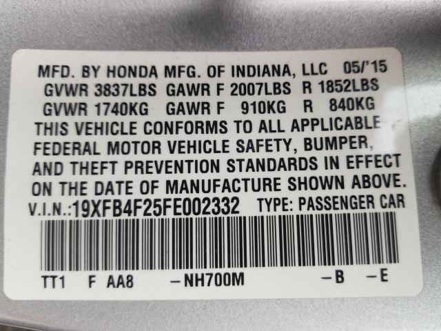 Photo 9 VIN: 19XFB4F25FE002332 - HONDA CIVIC HYBR 