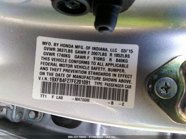 Photo 8 VIN: 19XFB4F27FE201091 - HONDA CIVIC HYBRID 