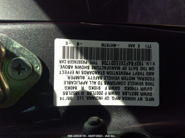 Photo 8 VIN: 19XFB4F2XEE001708 - HONDA CIVIC HYBRID 