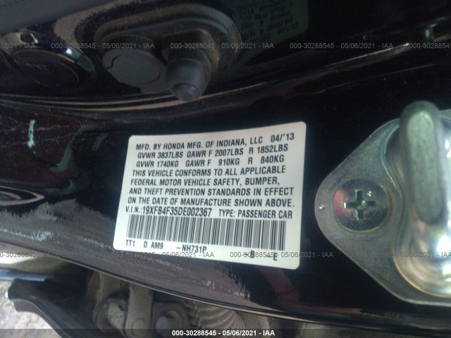 Photo 8 VIN: 19XFB4F35DE002367 - HONDA CIVIC HYBRID 