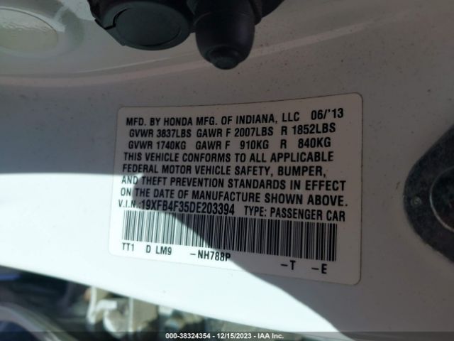 Photo 8 VIN: 19XFB4F35DE203394 - HONDA CIVIC HYBRID 