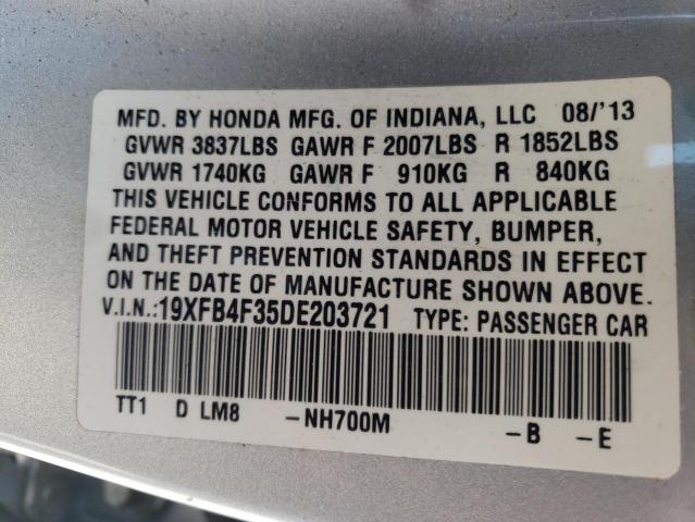 Photo 9 VIN: 19XFB4F35DE203721 - HONDA CIVIC HYBR 