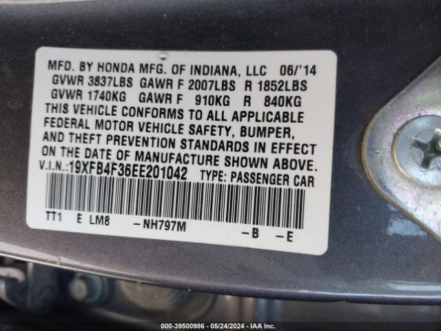 Photo 8 VIN: 19XFB4F36EE201042 - HONDA CIVIC HYBRID 