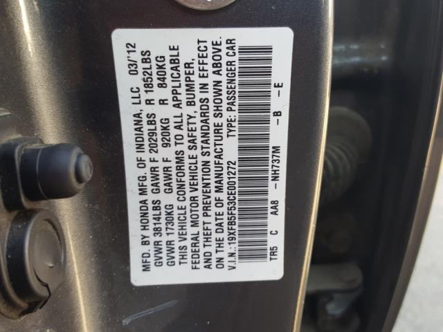 Photo 9 VIN: 19XFB5F53CE001272 - HONDA CIVIC NATU 