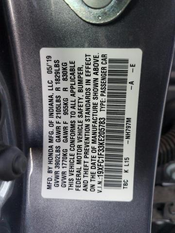 Photo 12 VIN: 19XFC1F33KE205783 - HONDA CIVIC EX 