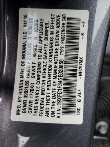 Photo 11 VIN: 19XFC1F34GE020858 - HONDA CIVIC EX 