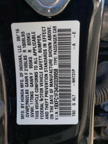 Photo 11 VIN: 19XFC1F34GE039958 - HONDA CIVIC EX 