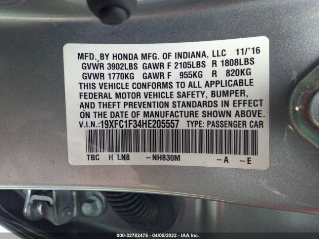 Photo 8 VIN: 19XFC1F34HE205557 - HONDA CIVIC SEDAN 