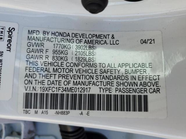 Photo 11 VIN: 19XFC1F34ME012917 - HONDA CIVIC EX 