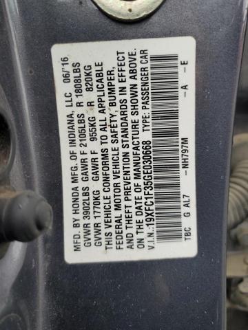 Photo 11 VIN: 19XFC1F35GE030668 - HONDA CIVIC 