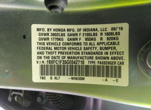 Photo 8 VIN: 19XFC1F35GE042710 - HONDA CIVIC SEDAN 