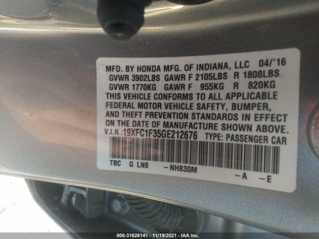 Photo 8 VIN: 19XFC1F35GE212676 - HONDA CIVIC SEDAN 