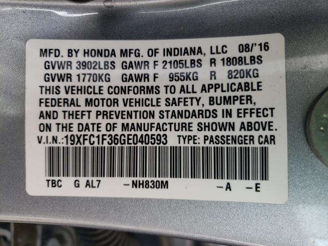 Photo 9 VIN: 19XFC1F36GE040593 - HONDA CIVIC EX 