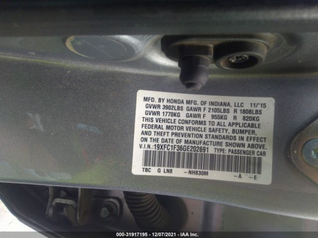 Photo 8 VIN: 19XFC1F36GE202691 - HONDA CIVIC SEDAN 