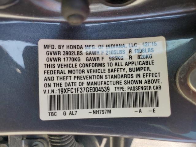 Photo 11 VIN: 19XFC1F37GE004539 - HONDA CIVIC EX 