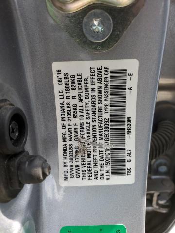 Photo 11 VIN: 19XFC1F37GE038092 - HONDA CIVIC 