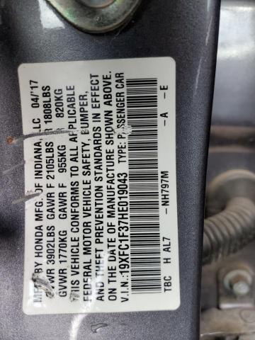 Photo 11 VIN: 19XFC1F37HE019043 - HONDA CIVIC EX 