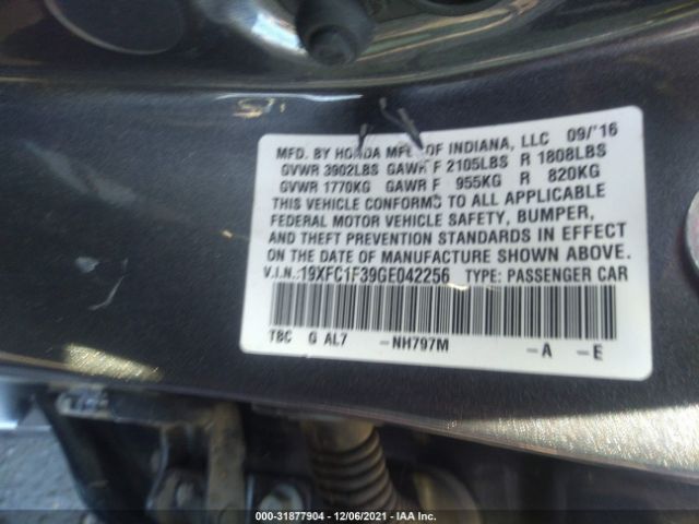 Photo 8 VIN: 19XFC1F39GE042256 - HONDA CIVIC SEDAN 