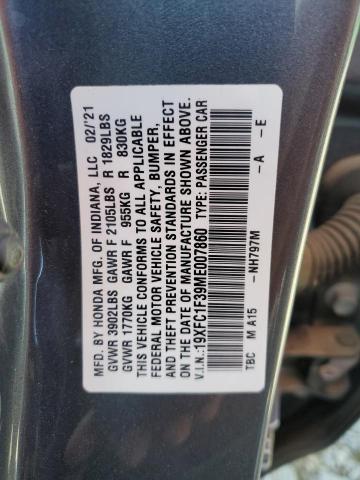 Photo 11 VIN: 19XFC1F39ME007860 - HONDA CIVIC 