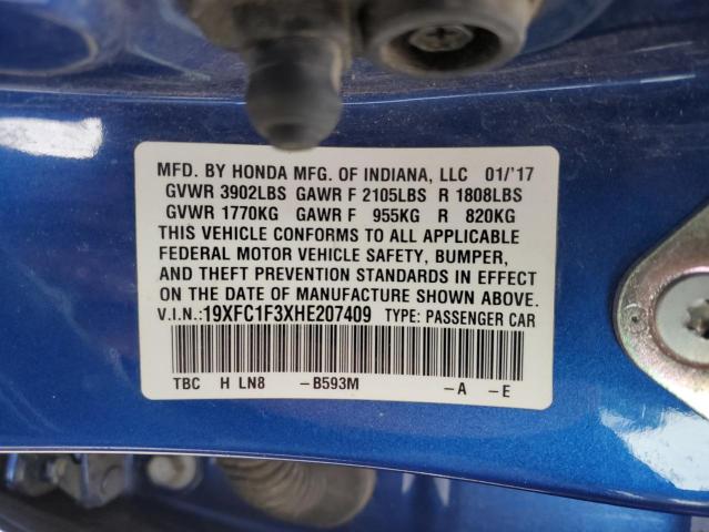 Photo 11 VIN: 19XFC1F3XHE207409 - HONDA CIVIC EX 