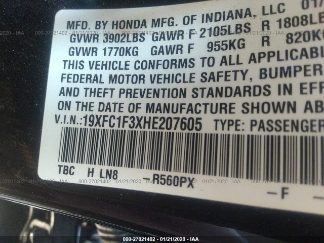 Photo 8 VIN: 19XFC1F3XHE207605 - HONDA CIVIC SEDAN 