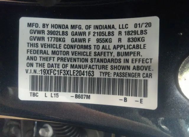 Photo 8 VIN: 19XFC1F3XLE204163 - HONDA CIVIC SEDAN 