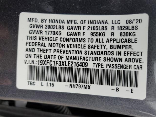 Photo 11 VIN: 19XFC1F3XLE216409 - HONDA CIVIC EX 