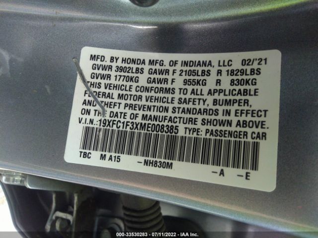 Photo 8 VIN: 19XFC1F3XME008385 - HONDA CIVIC SEDAN 